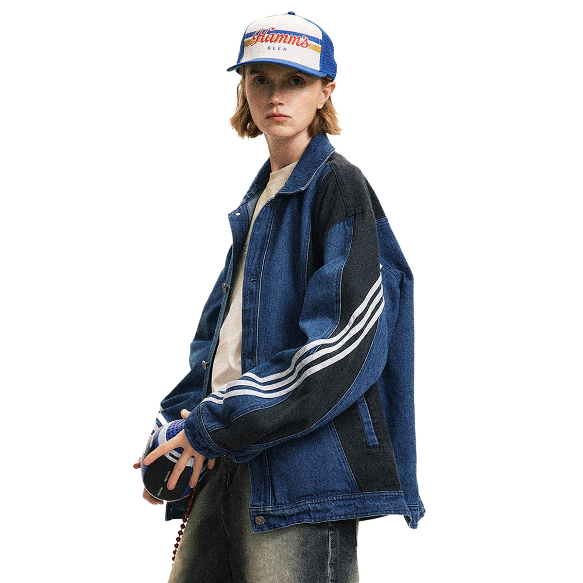 Side Stripe Stitching Loose Denim Jacket Men And Women European And American - enhanced image 17