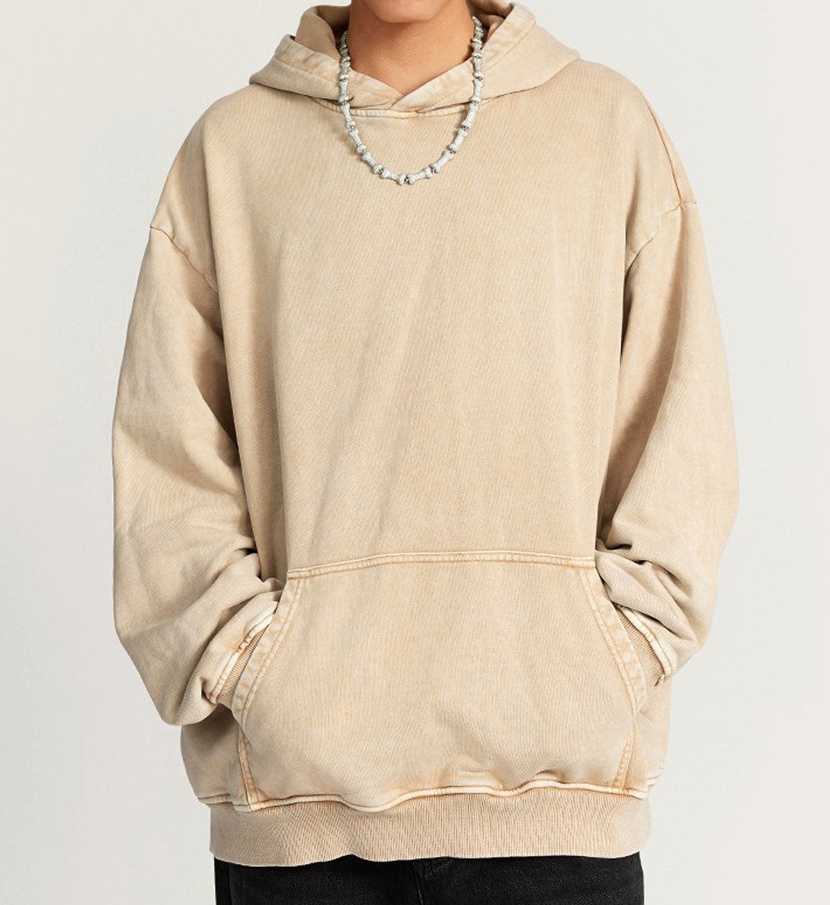Thickened Washed Old Gradient Solid Color Batik Hooded Sweater For Men - enhanced image 17