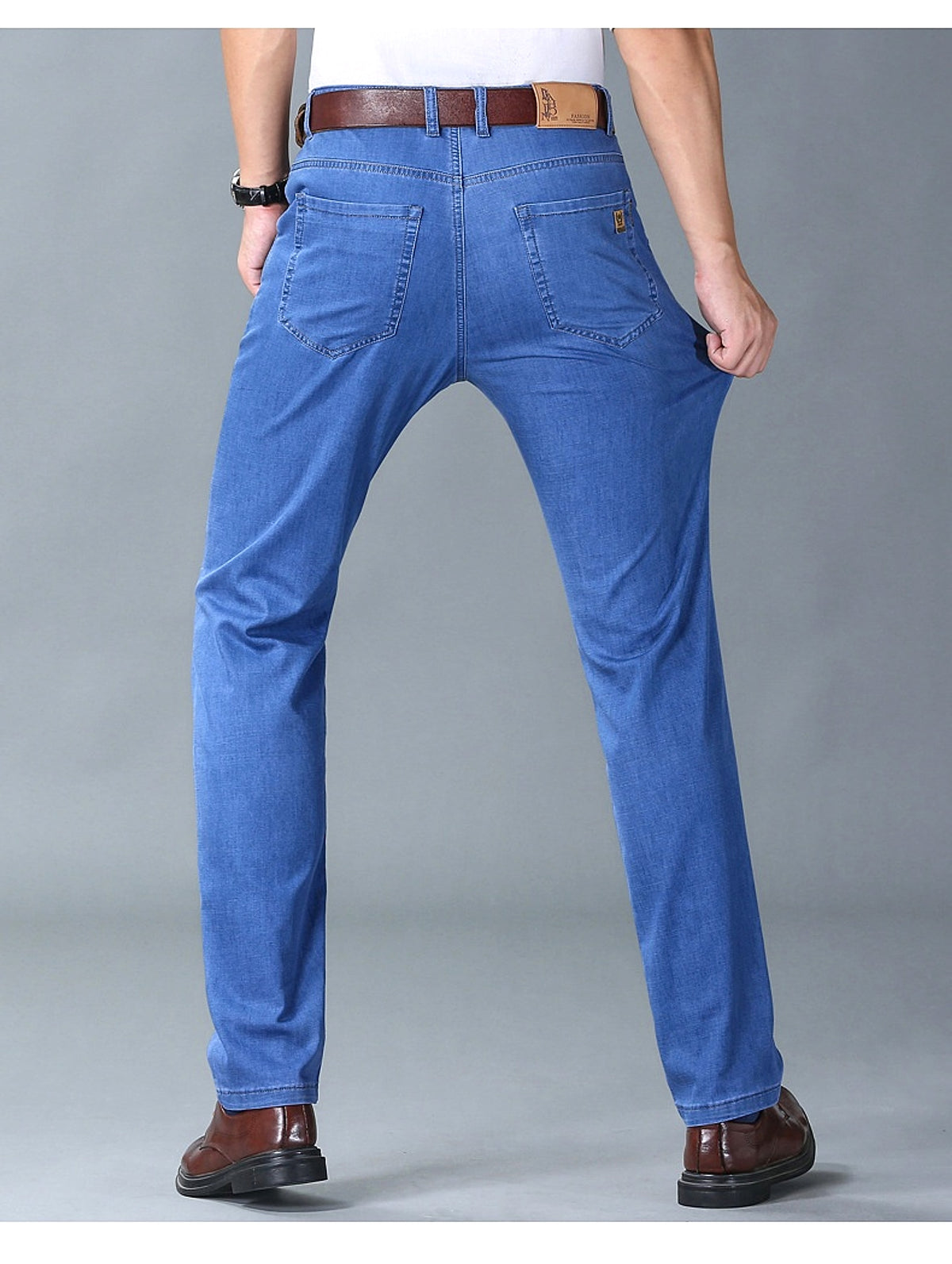 Thin Summer Cotton Elastic Ice Silk Quality Mid-high Waist Jeans - enhanced image 17
