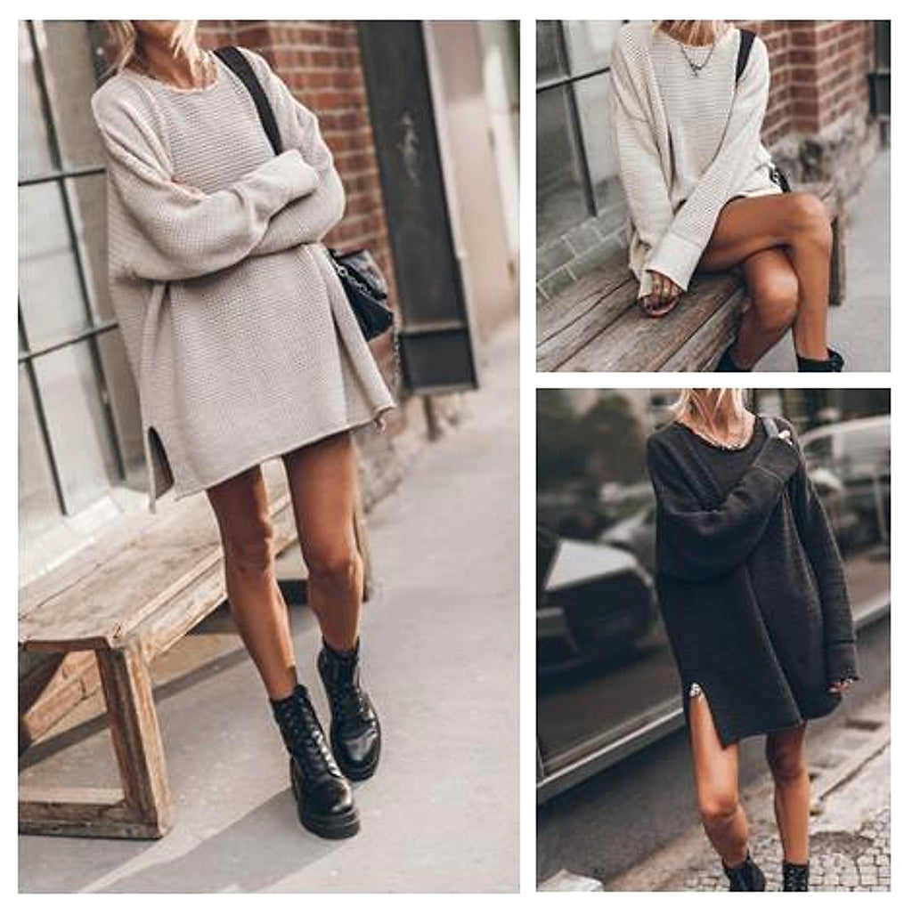 A.1 Women's Twist Thread Loose All-match Round Neck Sweater Dress - enhanced image 17
