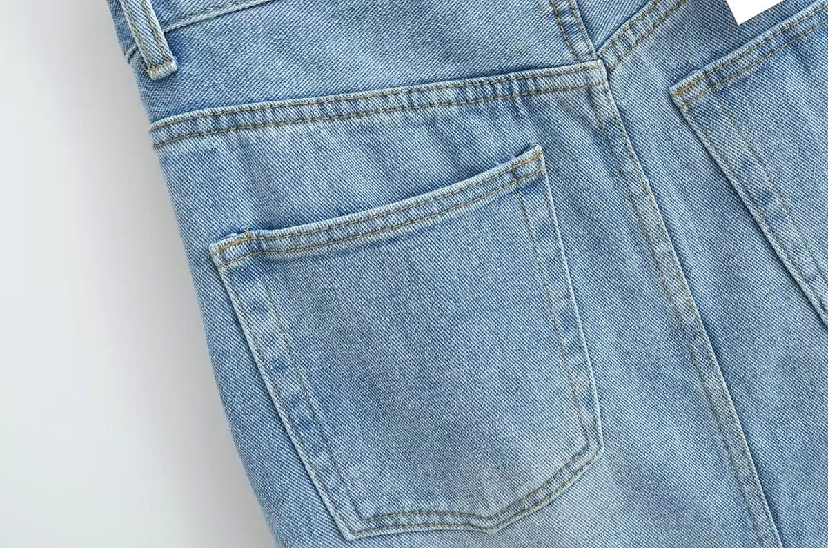 A1. Front Slit Hem Lock Street Denim Skirt - enhanced image 18