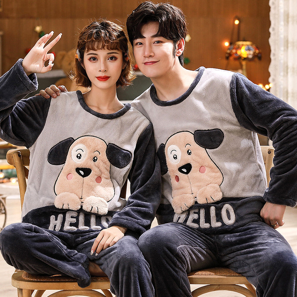 Couples Warm And Velvet Thickened Flannel Home Service Pajamas Set - enhanced image 18