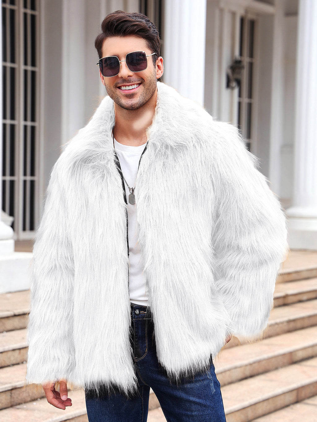 Men's Lapel Short Faux Fur Jacket – Luxurious Warmth & Style - enhanced image 18