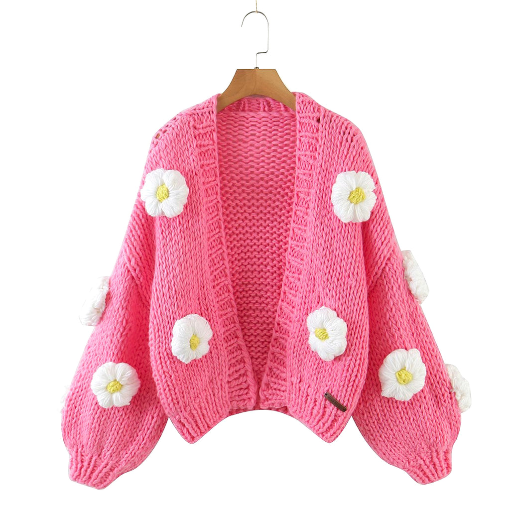 Handmade Crochet Cardigan Sweater Women Fruit Jacquard Embroidery - enhanced image 18