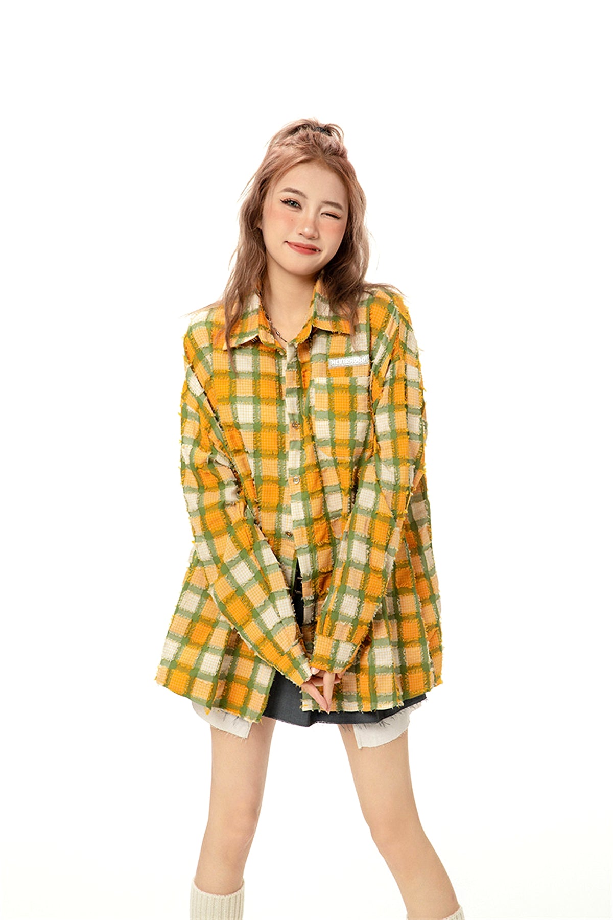 Loose Casual  High Street Frayed Design Lapel Women DressShirt - enhanced image 18