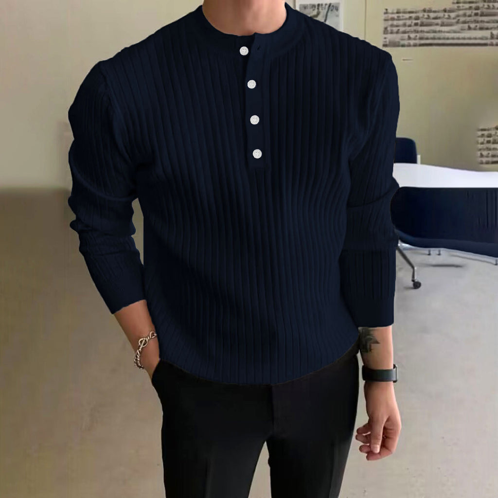 Men's Half-high Collar Button Sweater - enhanced image 18