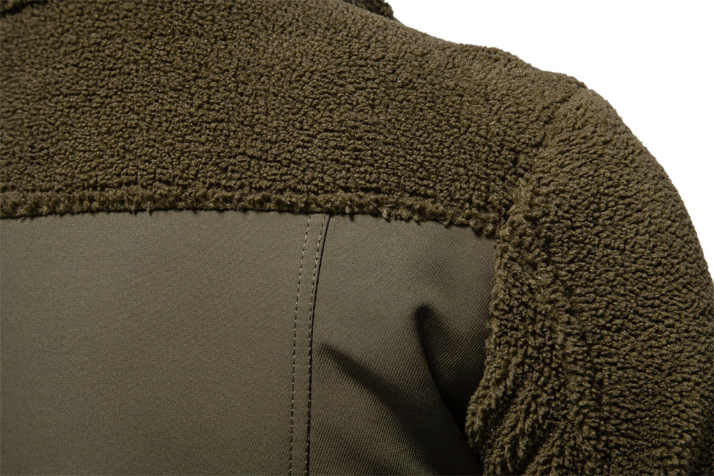 Men's New Jacket Fashion Casual Patchwork Lamb Wool Coat - enhanced image 18