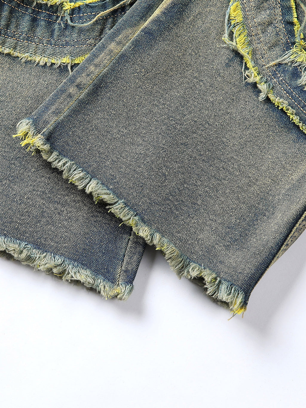 Men's Patchwork Fringe Slightly Flared Stretch Jeans - enhanced image 18