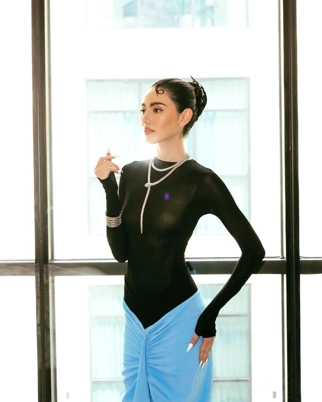 Mesh Long Dress Two-piece Set - enhanced image 18