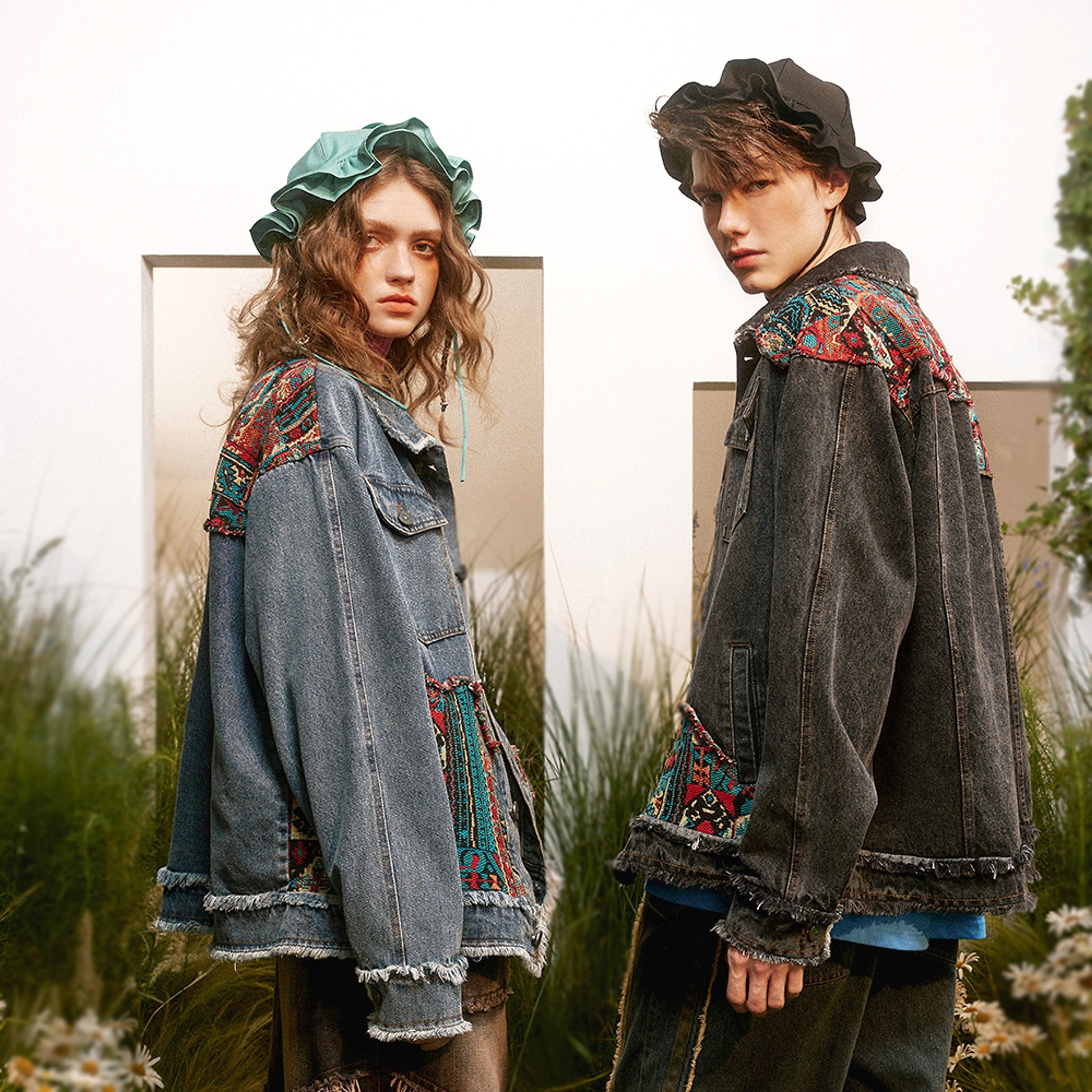 1. National Style Burrs Stitching Washed Denim Jacket - enhanced image 18