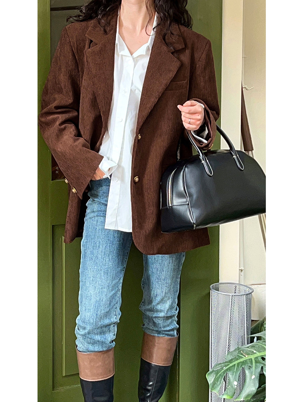 Retro Heavy Industry Metal Buckle Corduroy Suit Jacket - enhanced image 18