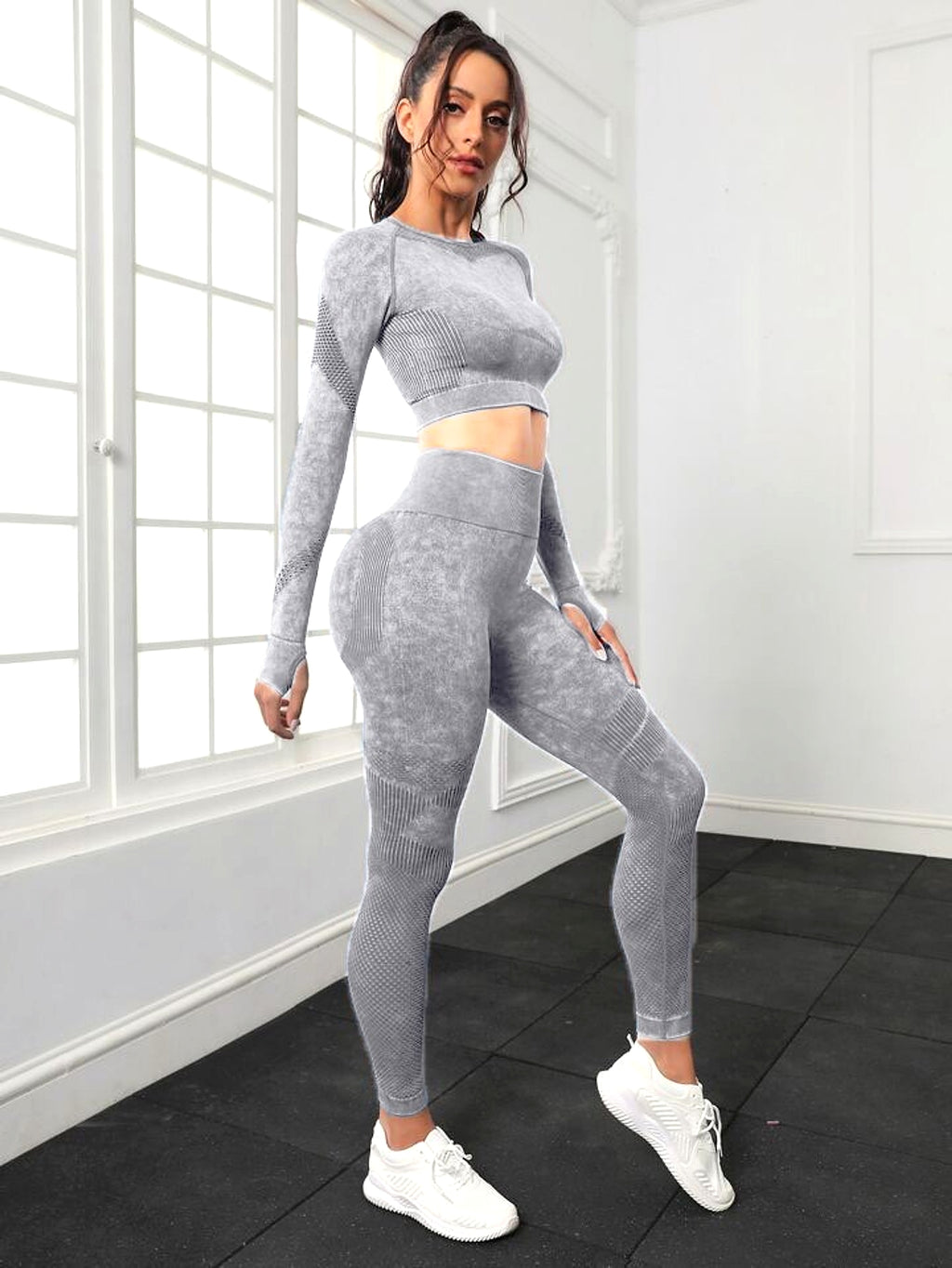 A.1 Sports Long Sleeve Fitness Yoga Leggings Pants Two-piece Set - enhanced image 18