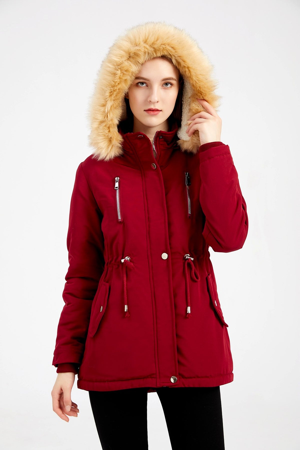Women's Winter Coat with Detachable Hood – Warm Fleece-Lined Jacket - enhanced image 18