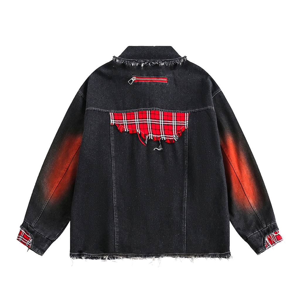 A1. Color Matching Cat Raw-cut Edges Washed And Worn Loose Lapels Coat Fashion - enhanced image 19