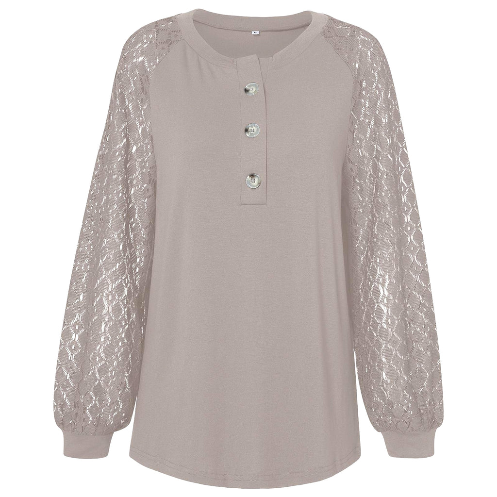 Casual Lace Button Top Women T-Shirt - enhanced image 19