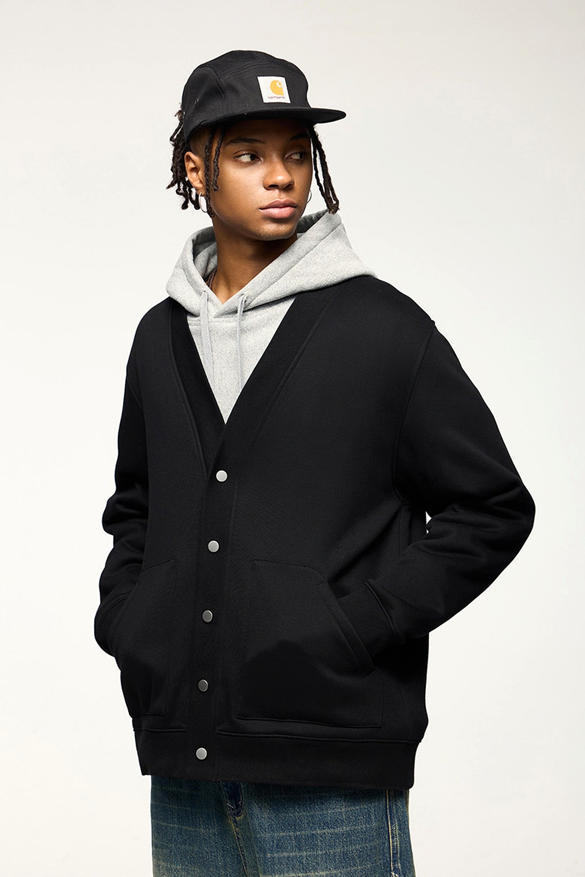 Flame Single-layer Fleece-lined Cardigan Coat Loose-fitting Casual Pullover - enhanced image 19
