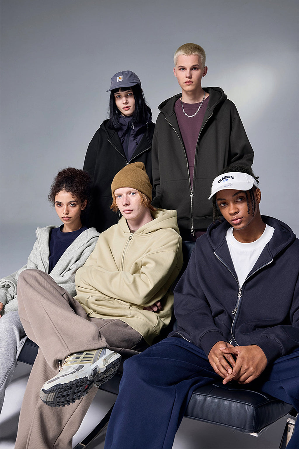 Flame Single-layer Fleece-lined Hooded Jacket Solid Color Double-headed Zipper Jacket - enhanced image 19