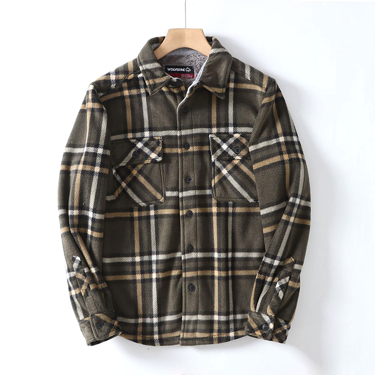 Flannel Plaid Warm Leisure Lapel Long Sleeve DressShirt - enhanced image 19
