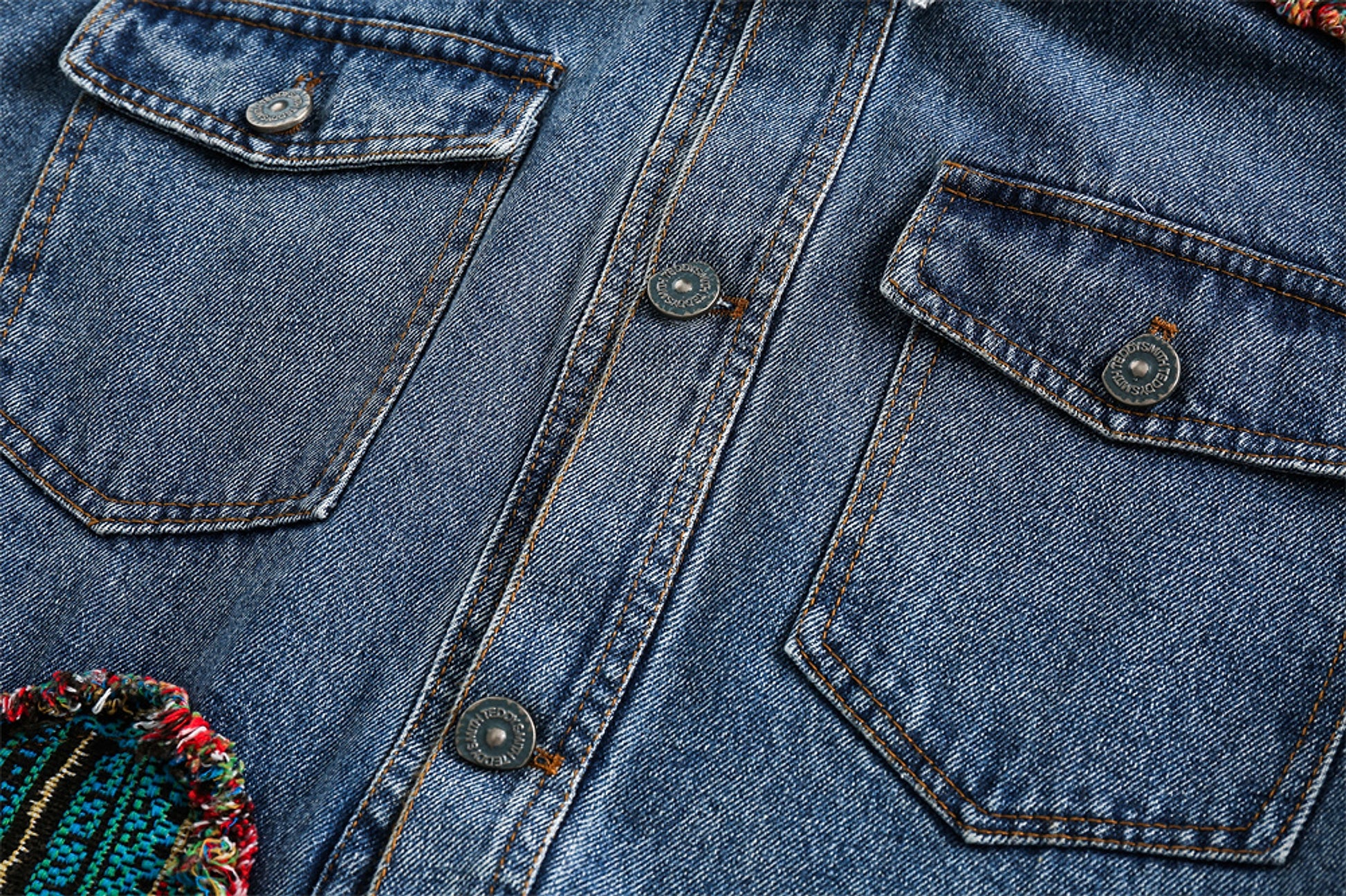 1. National Style Burrs Stitching Washed Denim Jacket - enhanced image 19