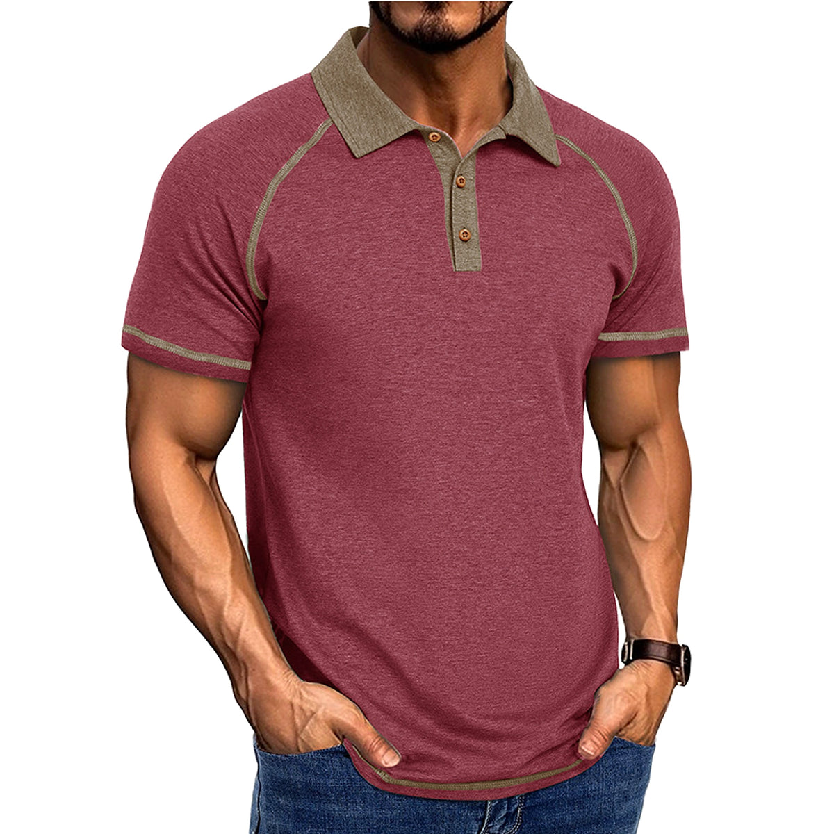 Short-sleeved Lapel T-shirt POLO Bottoming Shirt Men Clothing - enhanced image 19
