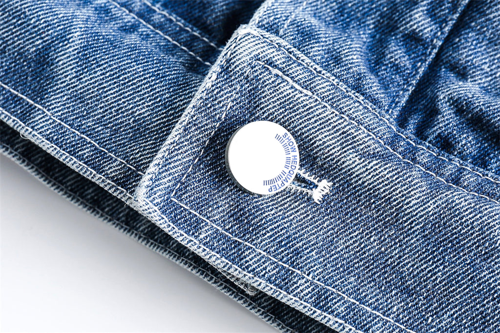 1. Stitching Embroidery Frayed Hem Denim Jacket Women - enhanced image 19