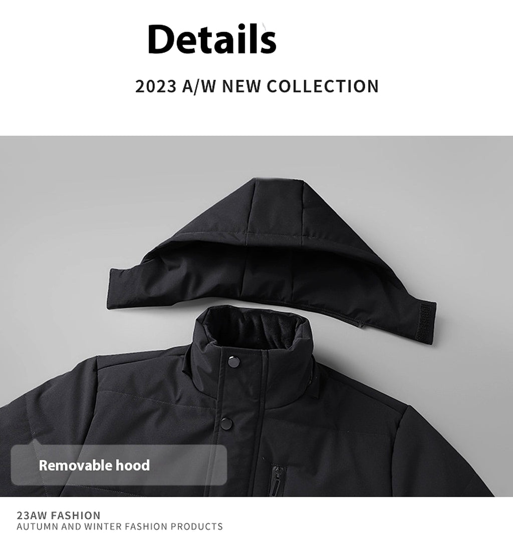 Winter Popular Middle-aged And Elderly Cotton Down Jacket Men Fleece-lined Thickened Hooded Warm Middle-aged And Elderly - enhanced image 19