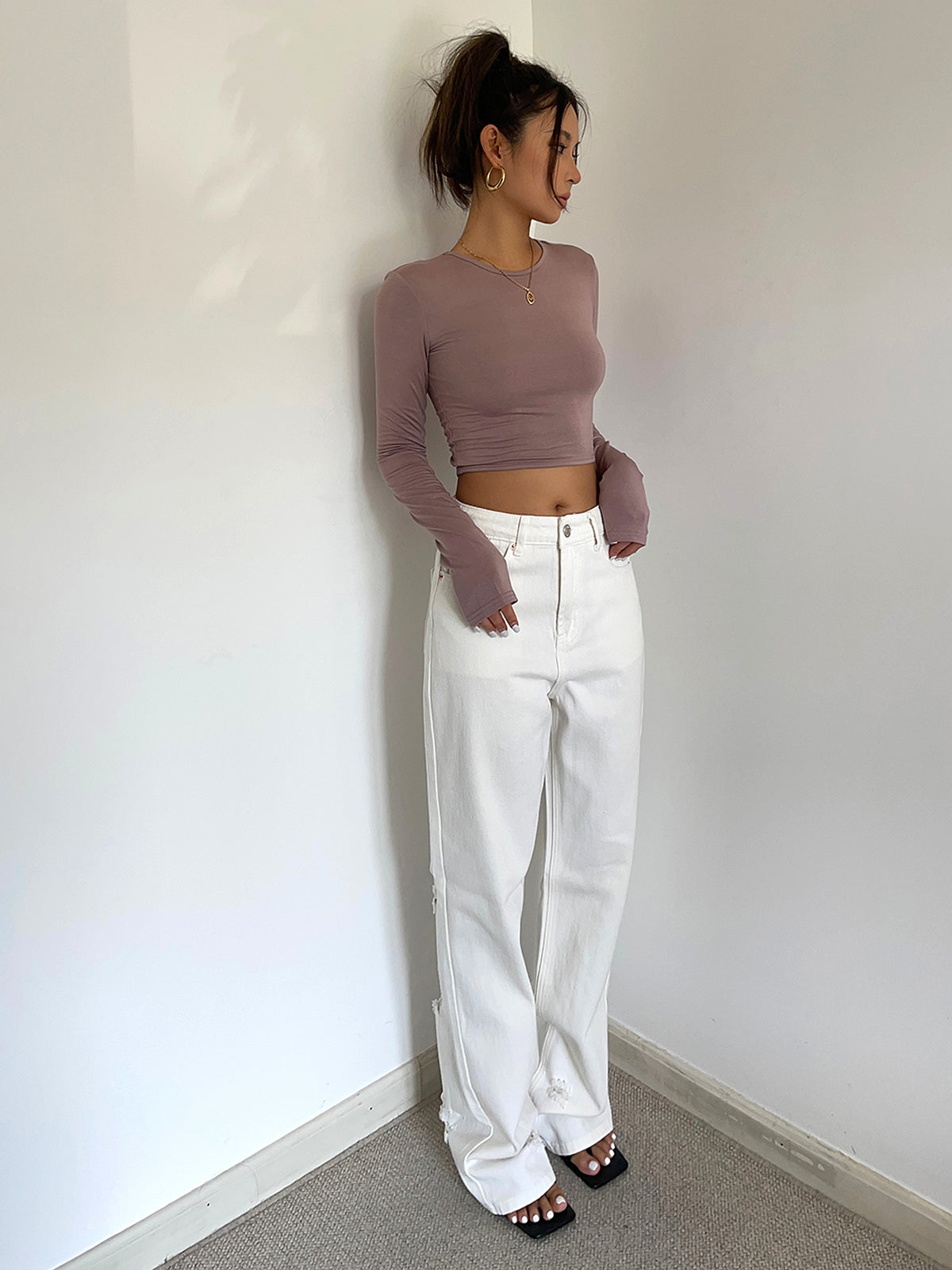 Women's Retro High Waist Loose Wide Legs Jeans - enhanced image 19