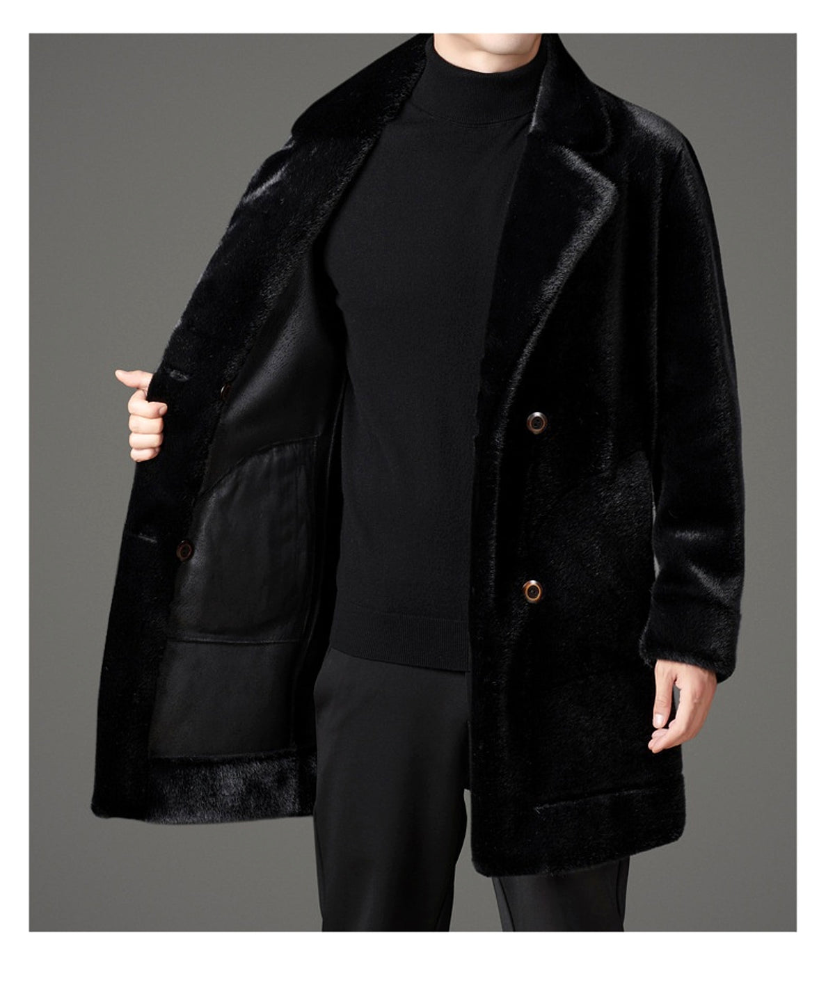 Xuelan Mink Fur Warm Coat On Both Sides Jacket Ment - enhanced image 19