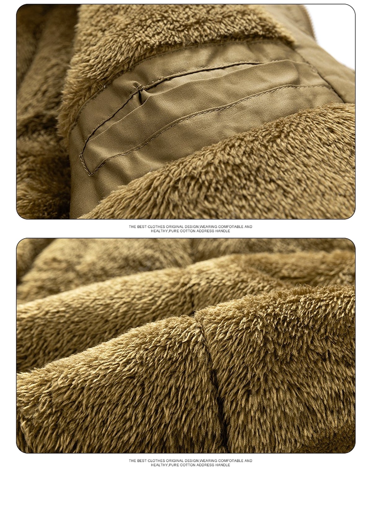 Zipper Solid Color Regular Brown Extra Thick Men 's Jacket - enhanced image 19