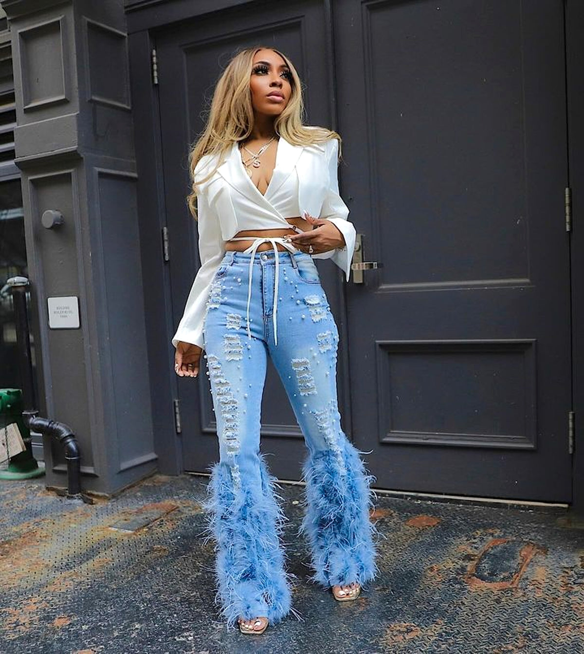 Glam Wool Beaded Jeans – Runway Edition 25 - enhanced image 20