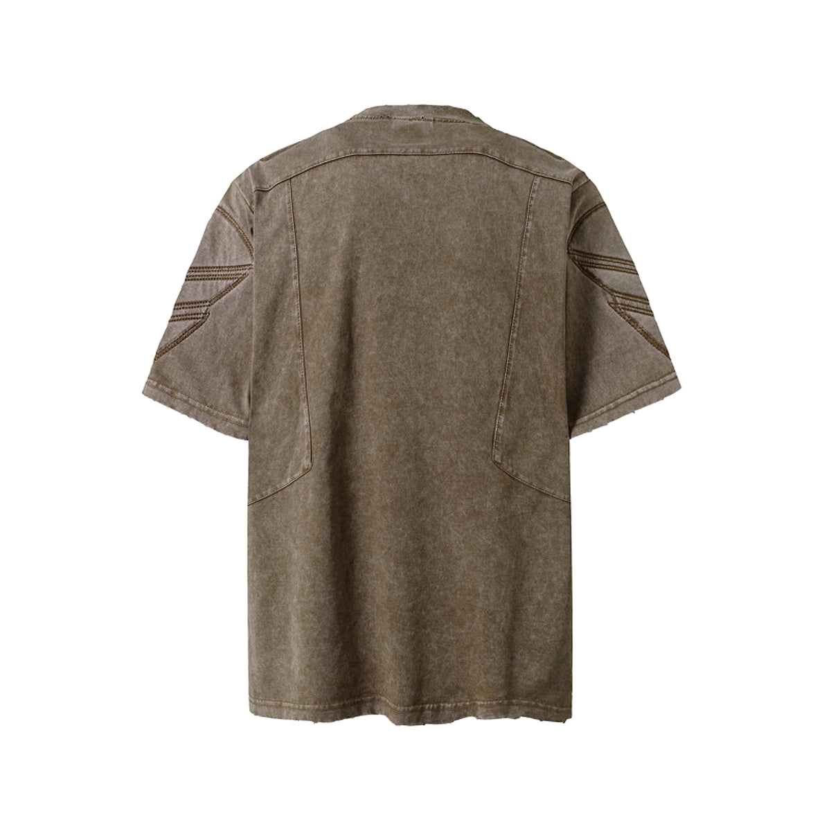 High Street Retro Washed Distressed Deconstruction Stitching Short Sleeve - enhanced image 20
