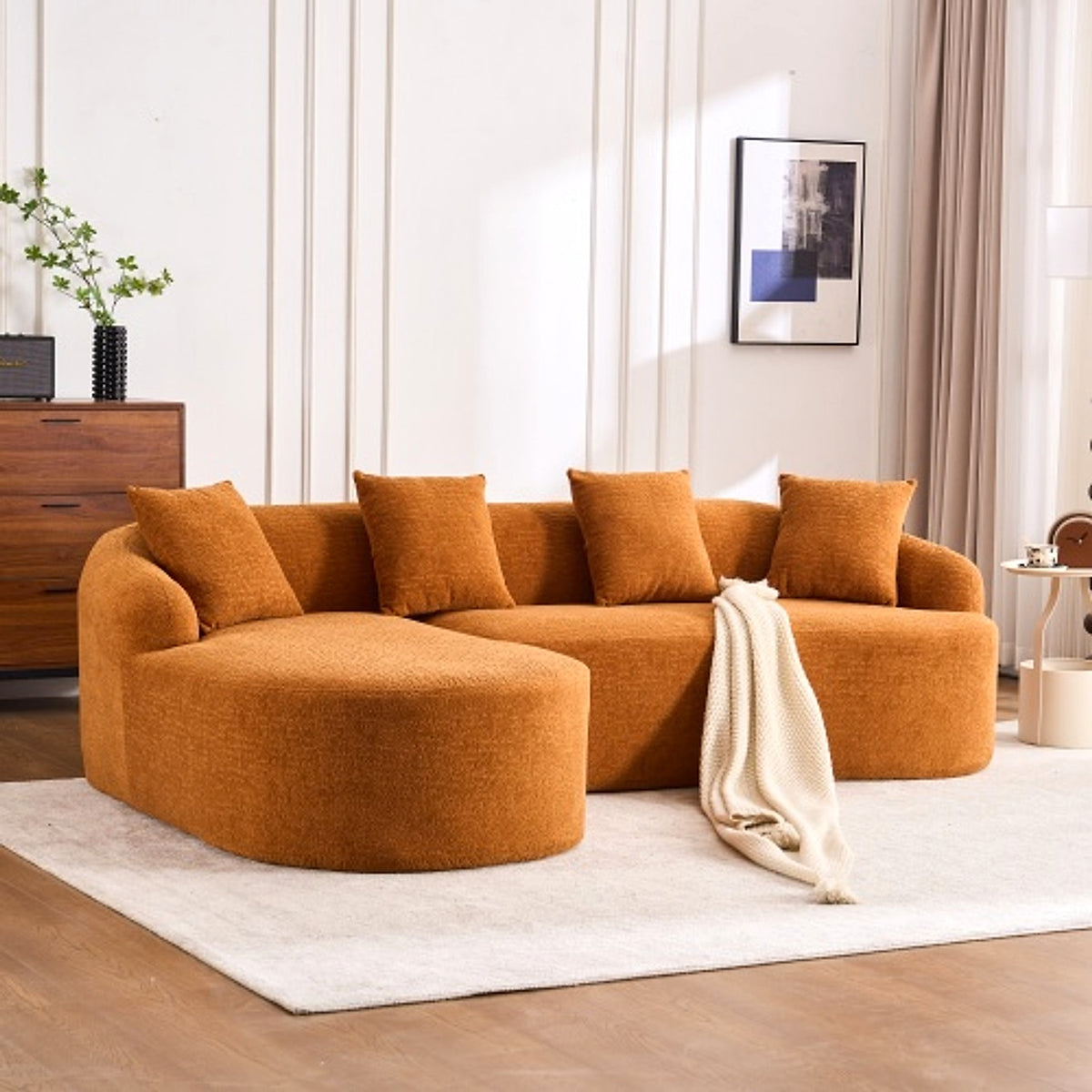 LuxeForm™ – Grey Compression Sofa with Chaise Lounge & 4 Pillows (US Warehouse) - enhanced image 20