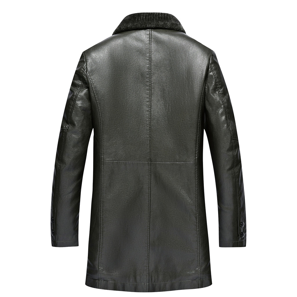 Real Leather Men's Winter Jacket – Thickened & Fleece-Lined Elegance - enhanced image 20
