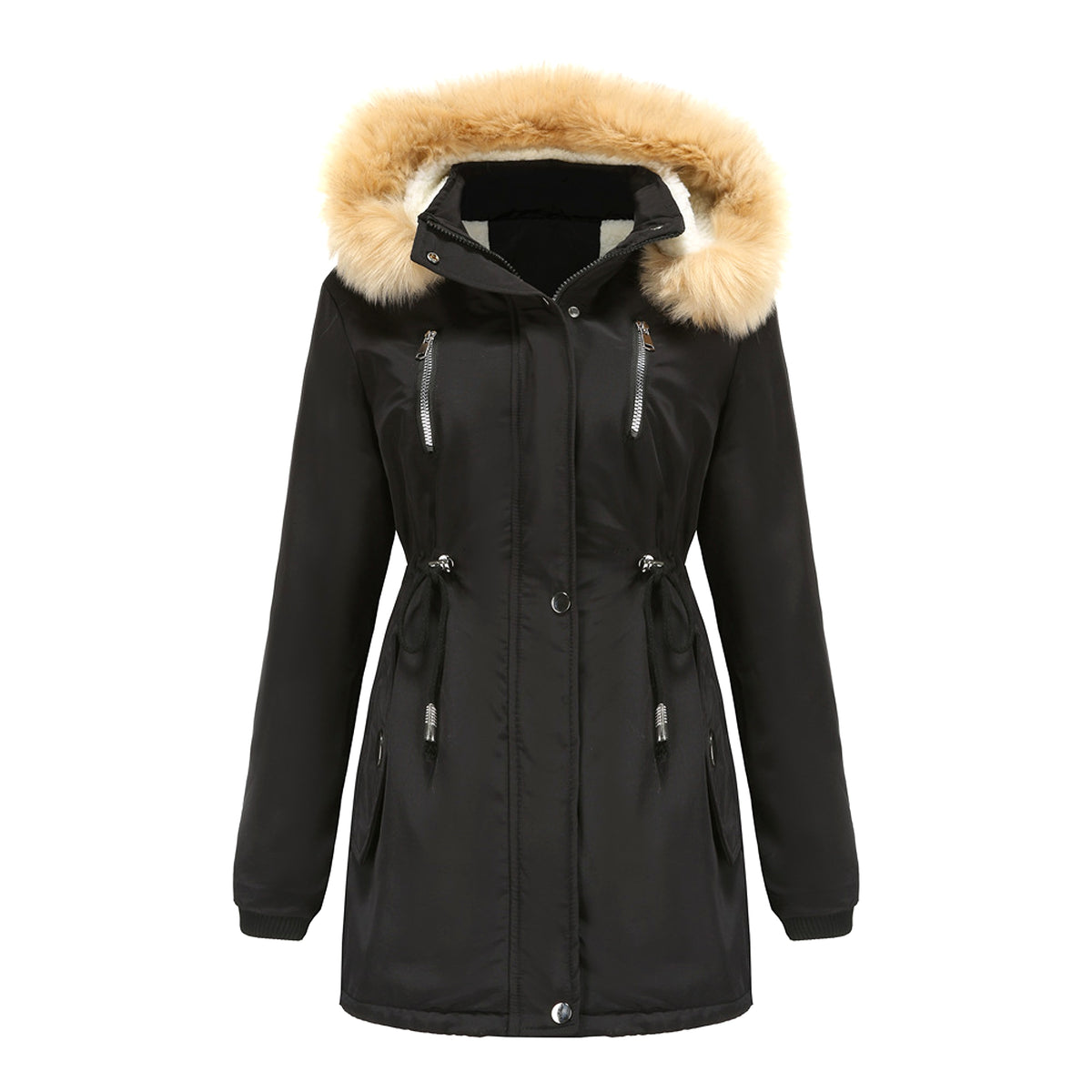 Women's Winter Coat with Detachable Hood – Warm Fleece-Lined Jacket - enhanced image 20